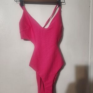 Victoria's Secret Hot Pink Textured One-Piece